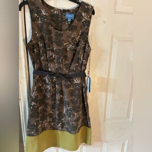 Vera Wang Black and Brown Floral Mini Dress NWT Elegant